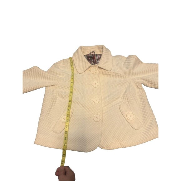Women’s Maurices CREAM Waffle Short Lined Pea Coat XL Large Buttons Pockets NWOT - Picture 7 of 11